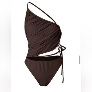 DANZ New York One Shoulder Draped Bodysuit with Back Tie Sz 40